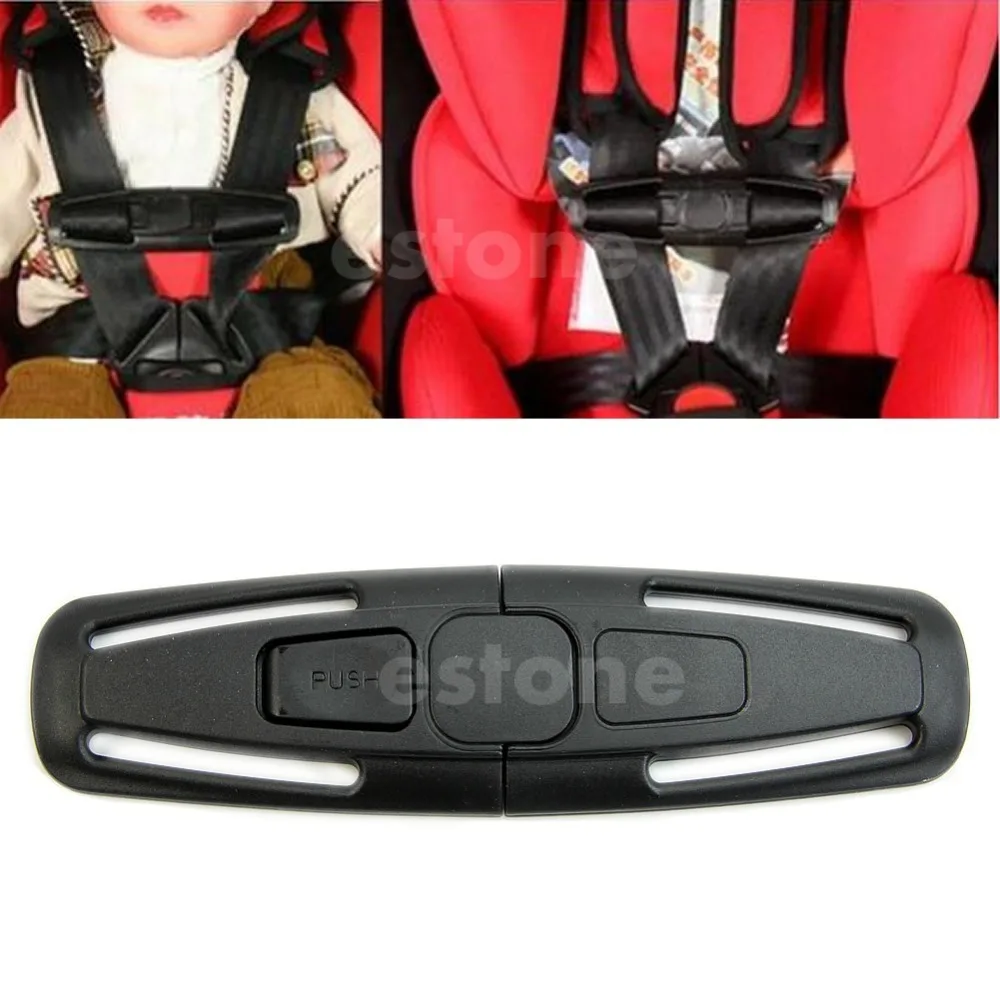 QILEJVS Baby Safety Car Seat Strap Child Toddler Chest Harness Clip Safe Buckle Black