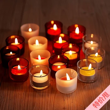 

Red Gradient Transparent Glass Candlestick Cup Four Decorations For Christmas Wedding And Birthday Table