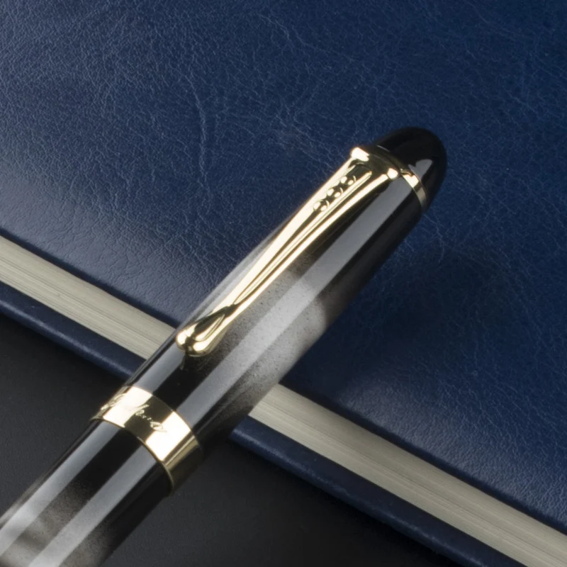 JINHAO X450 черный/золотой 0,7 мм 18KGP широкий наконечник ручка JINHAO 450 бизнес и 5 шт. чернила 15 Выборочные цвета