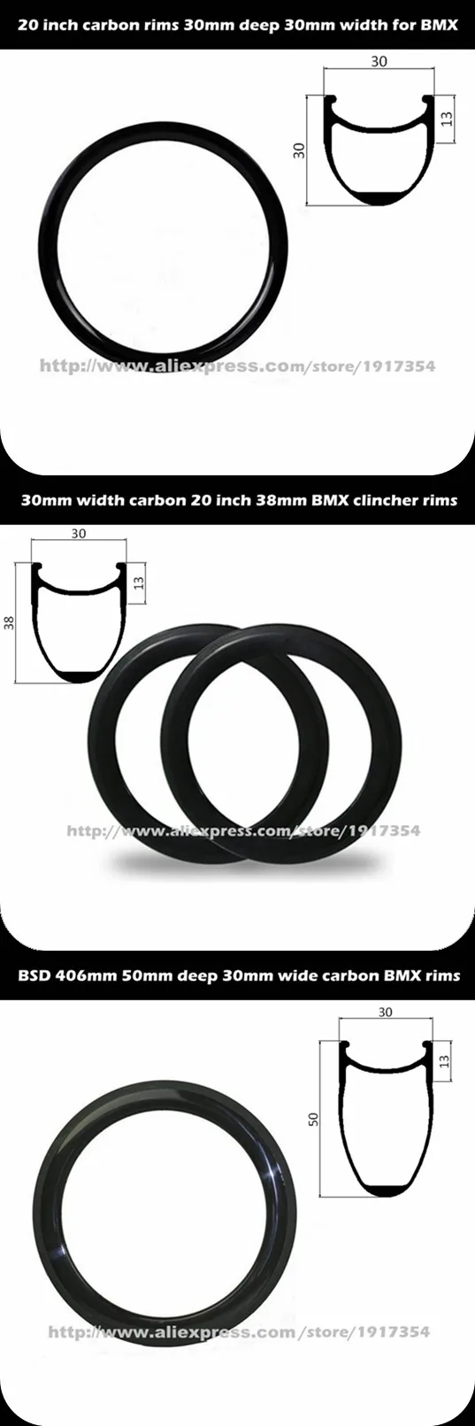 30mm width BMX rims