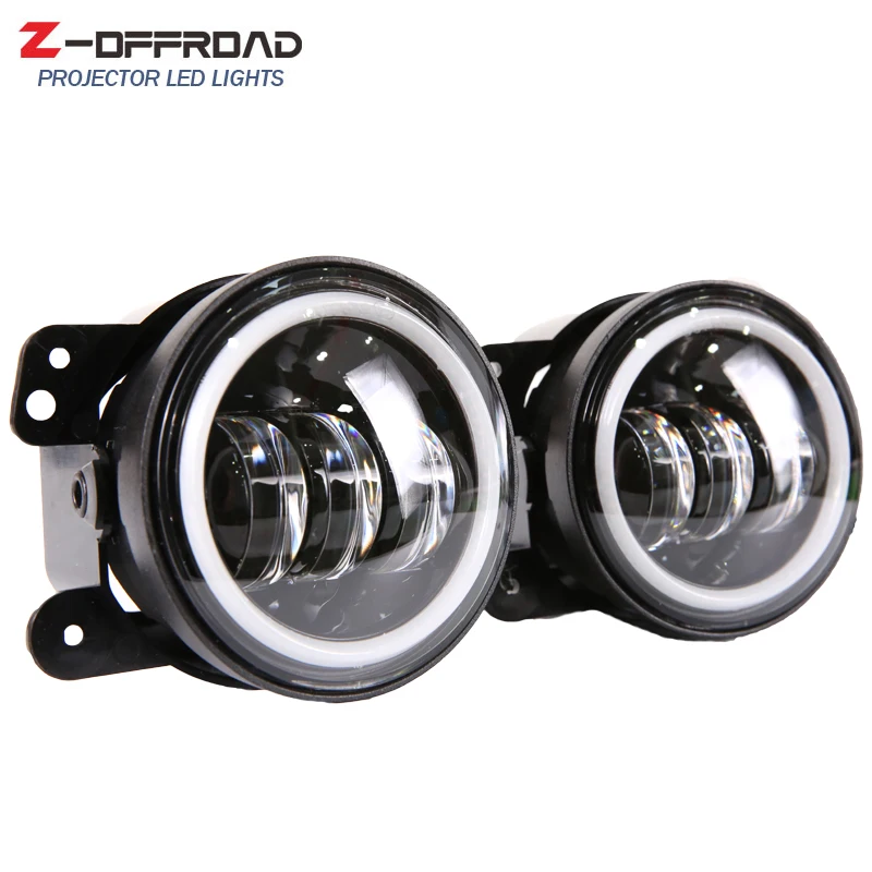 4 Inch Fog Lights LED Halo Ring Angel Eyes Driving Off Road Lamps with Amber Turn Signals for Jeep  - 32979961504