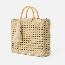 Летние женские соломенные пляжные сумки, Большая вместительная Женская тканая сумка на плечо, модные женские сумки-мессенджеры с кисточками