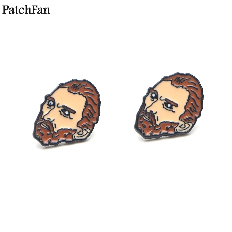 12 пар/лот Patchfan Живопись Ван Гога классические дизайнерские гвоздики серьги сувениры Ювелирные изделия Подарки подруге на день рождения подарки A1844