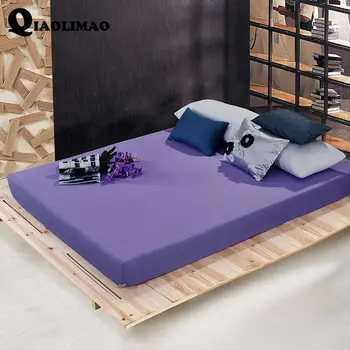 

2017 Solid Color Sueding Fitted Sheet 1 Pcs 100% Polyester Mattress Cover Four Corners With Elastic Band Bed Sheet Free Shipping