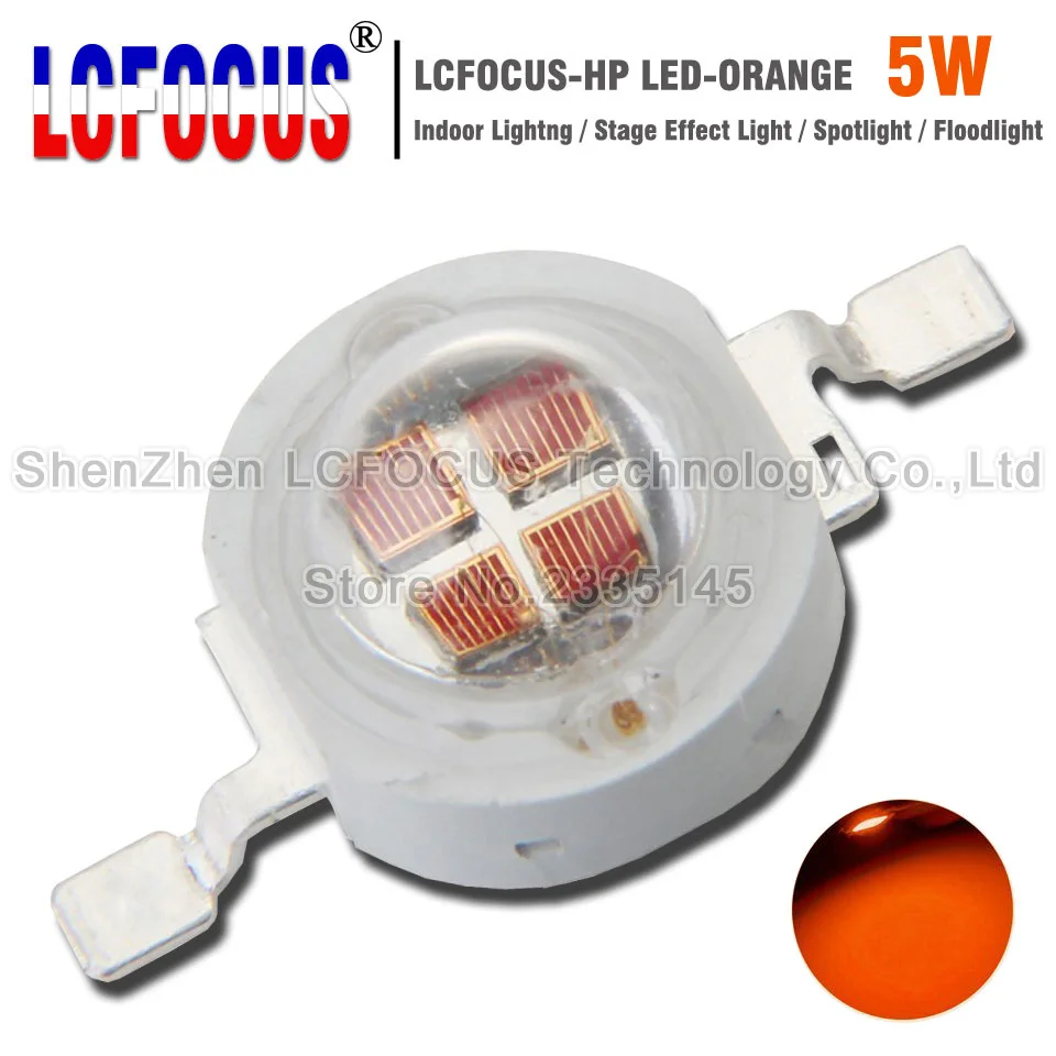 Светодиодный чип высокой мощности 5 Вт оранжевый 600 605nm COB диод SMD для DIY 20 30 50 100