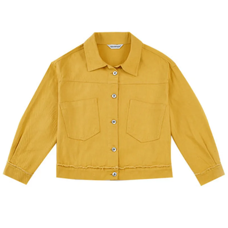 

Candy Color Denim Short Basical Jacket Long Sleeves Pocket Button Casual Sweet Student Coat Plus Size 2019 Spring Top Clothes