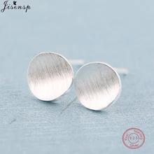 Jisensp 925 пробы, Серебряные Матовые Круглые серьги, модное ювелирное изделие, крошечные геометрические серьги-гвоздики для женщин, подарок на день рождения orecchini