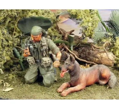 

New Unassembled 1/35 US SOLDIER with his Dog Vietnam War Resin Kit DIY Toys Unpainted resin model