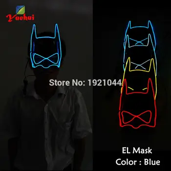 

10 Colors Sound activated fashion Cool Batman Halloween Mask EL Wire LED Neon light Rope Glowing Festival Party Mask