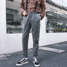 Американский нагрудник модные британские Подтяжки Брюки повседневные тонкие брюки Выпускной студена фото комбинезон Мужской Tide