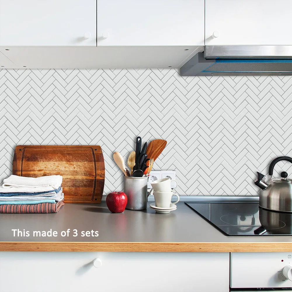 Funlife Kitchen Backsplash Wall Tile Sticker,Waterproof Peel & Stick