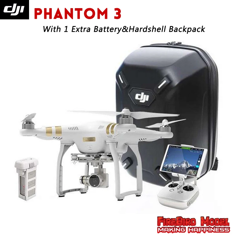 Dji phantom 3 Advanced/Professional Drone with 2 Battery&DJI Hardshell Backpack, build in 2.7K/4K hd camera&3D Gimble&GPS system