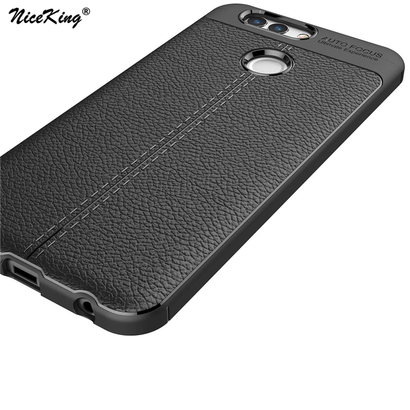 NiceKing Litchi Pattern Soft TPU Case For Coque Huawei Nova 2 Silicone Luxury PU Leather Cover Nova2 |