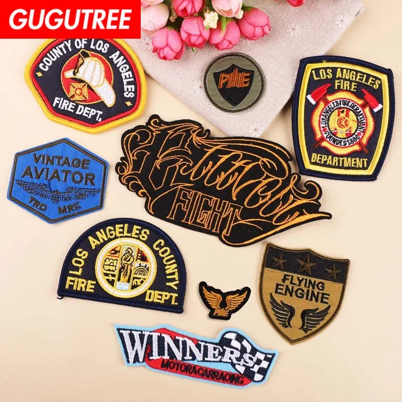 

GUGUTREE embroidery letter college patches army wings patches badges applique patches for clothing YX-252