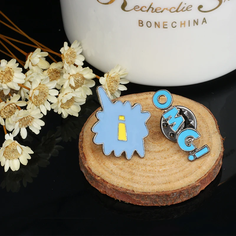 

High Quality Cartoon Cute Creative Mini Omg Symbol Enamel Brooch Pins For Men Women Badges Collar Decoration Brooches Hot Sale