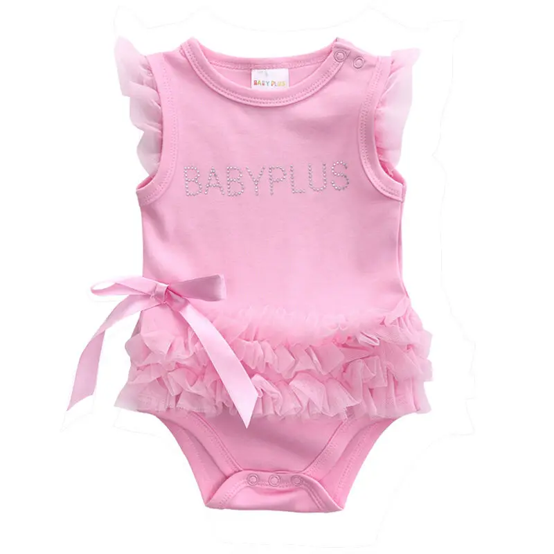 

Cute Pink Newborn Baby Girls Clothes Bow Princess Bodysuit Sleeveless Jumpsuit Outfit 0-24M