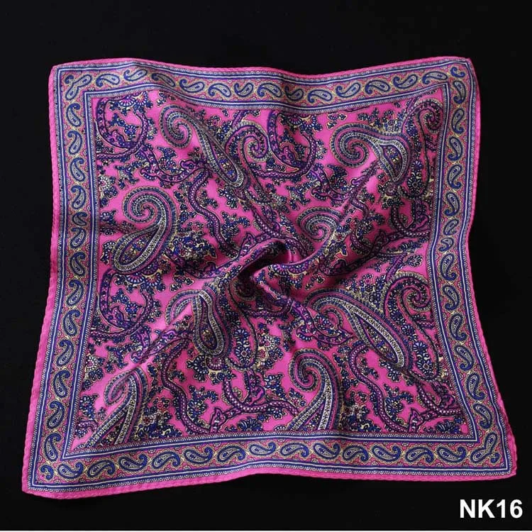 NK Dot Пейсли якорь елочка носовой платок натуральный шелк сатин мужской носовой платок Модный классический свадебный карман квадратный - Цвет: NK16 Pink Navy Blue