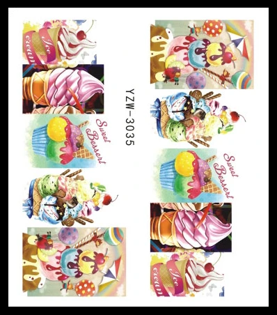 

1 PC Mixed Colorful Nail Sticker Fashion Fruit/Cake/Flower Water Transfer Wraps Tips Nail Decor Manicure Tool