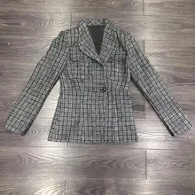 Brand new 2019 autumn plaid blazers coat Chic women's elegant tweed jackets coat A364