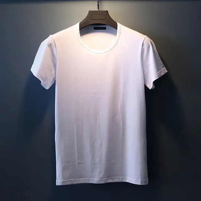 Mens White Undershirt Mans Solid Color Underwear Clothing O neck Sleeve