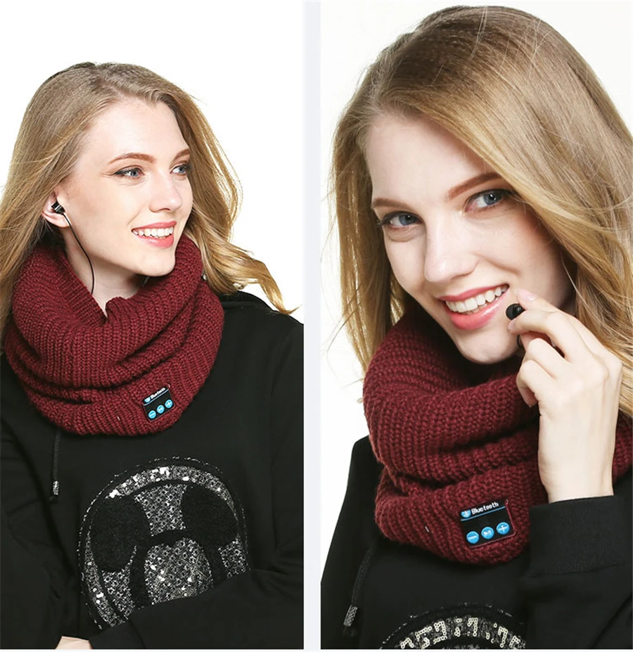 Bluetooth V3.0 мягкий шарф шейный платок зимний вязаный дизайн Беспроводной Bluetooth Smart шарф гарнитура наушники Динамик микрофон
