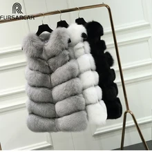 FURSARCAR 70CM Natural Real Fox Fur Vest Women Coats Winter Long Thick Fur Vest Female Jacket Ginuine Fur Vest For Women 10435