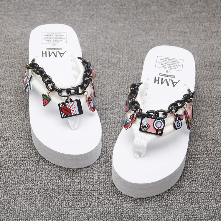 Korea White Wedge Slip On Flip Flops Slippers Womens Summer Antiskid Slipper Platform Shoes Cheap49