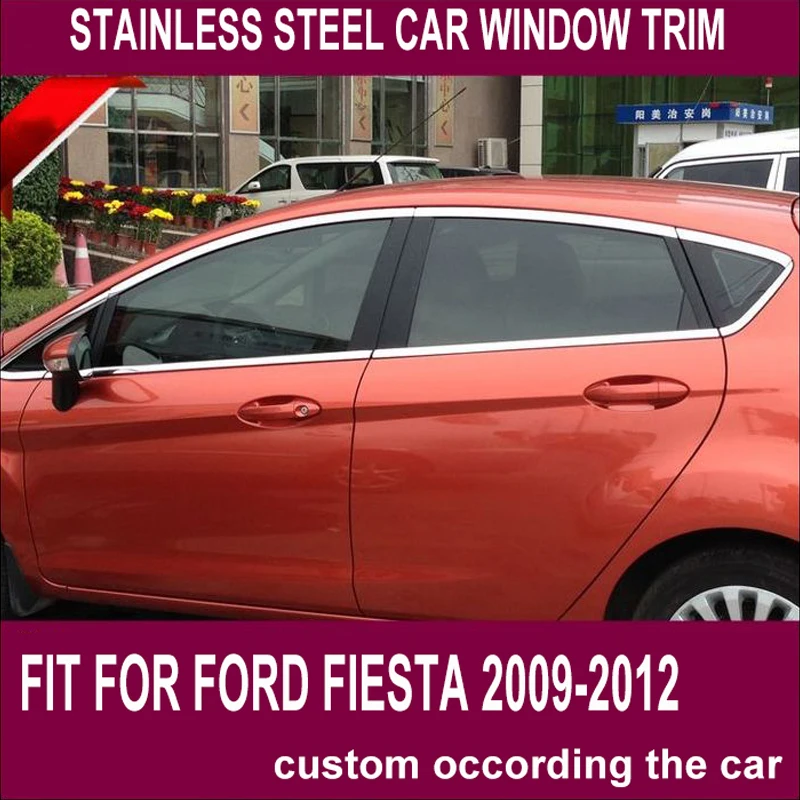 

car window trim 16PC high quality stainless steel window trim car accessories modified decorations for FORD FIESTA 2009-2012