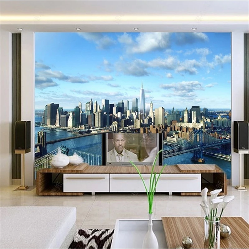 

Custom 3d photo wall papers home decor modern architecture New York City World Vision Development mural wallpaper for walls 3 d
