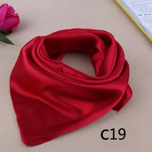 [Lakysilk] Атласный Женский шарф для волос, квадратный сплошной хиджаб, шарфы, шали для шеи, Женские аксессуары для головы, розовая бандана для женщин - Цвет: Бургундия
