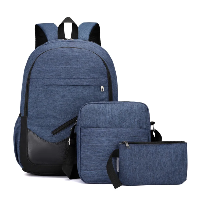 3Pcs/Lot School Backpack For Teenager Fashion School Bag Shoulders Bags Large Capacity Durable Oxford SchoolBag Backpack Mochila - Цвет: Dark Blue