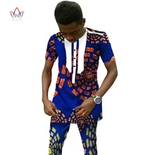 Традиционная африканская одежда Мужской комплект с короткими рукавами восковые топы и брюки Дашики Мода Анкары Африка одежда плюс размер 6XL WYN25