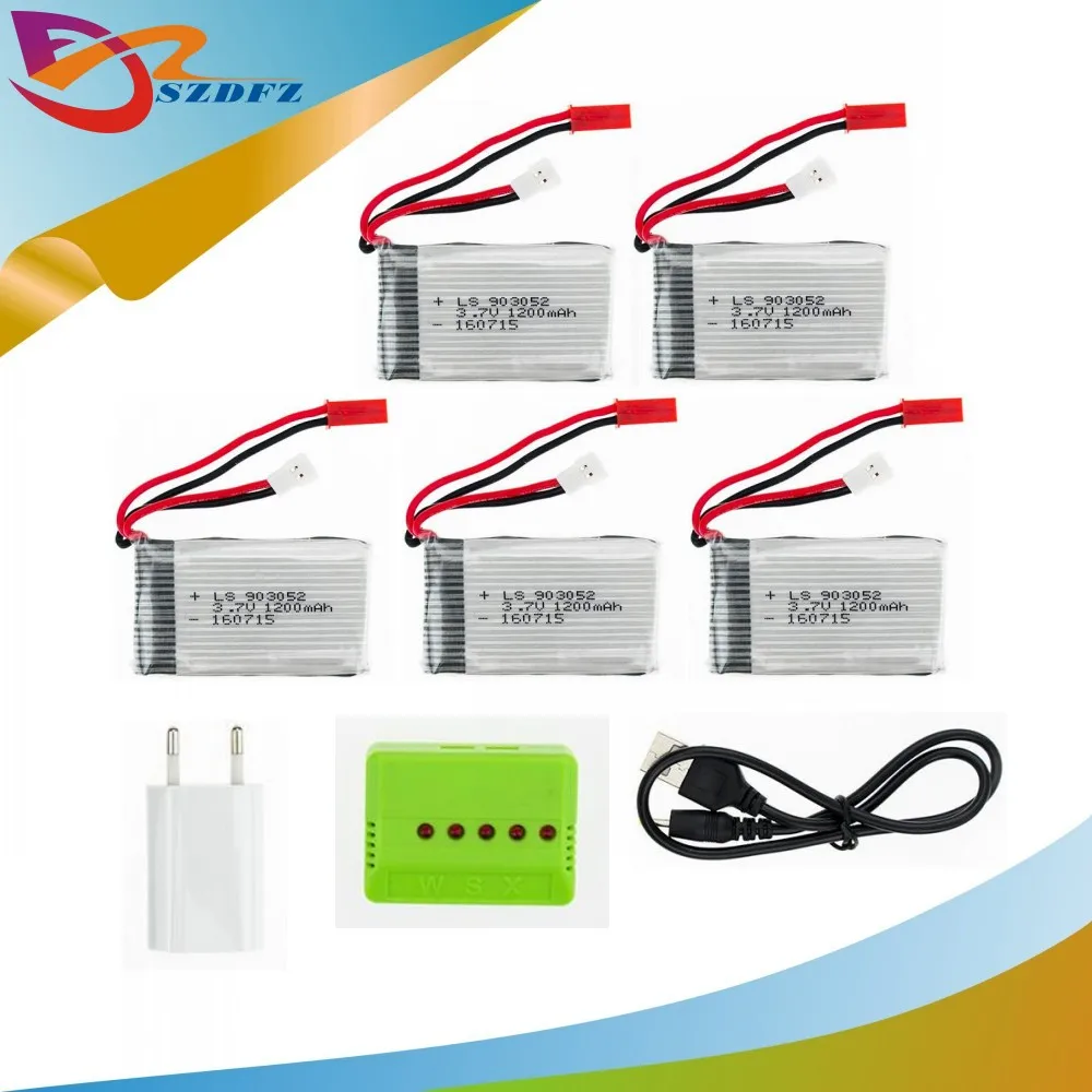 Syma rc 3 7 V 1200 mAh литий полимерный аккумулятор 5 шт. и зарядное устройство с вилкой для