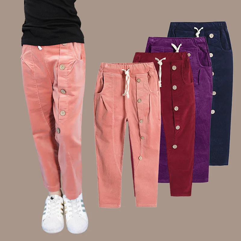 Children's Clothing 2017 New Girls Stretch Corduroy Casual Harem Pants Casual Pants Pants