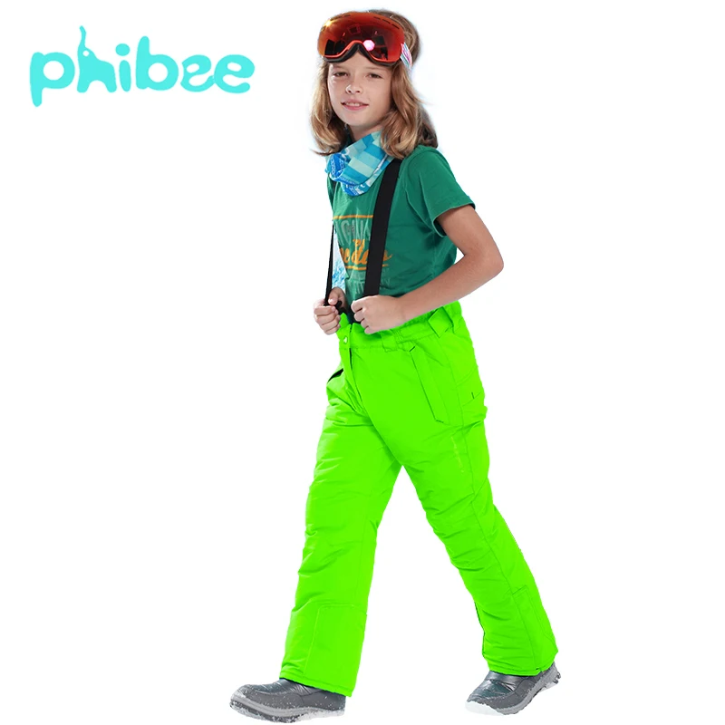 Phibee/зимние уличные водонепроницаемые ветрозащитные дышащие брюки для сноуборда для мальчиков; лыжные брюки; детская одежда