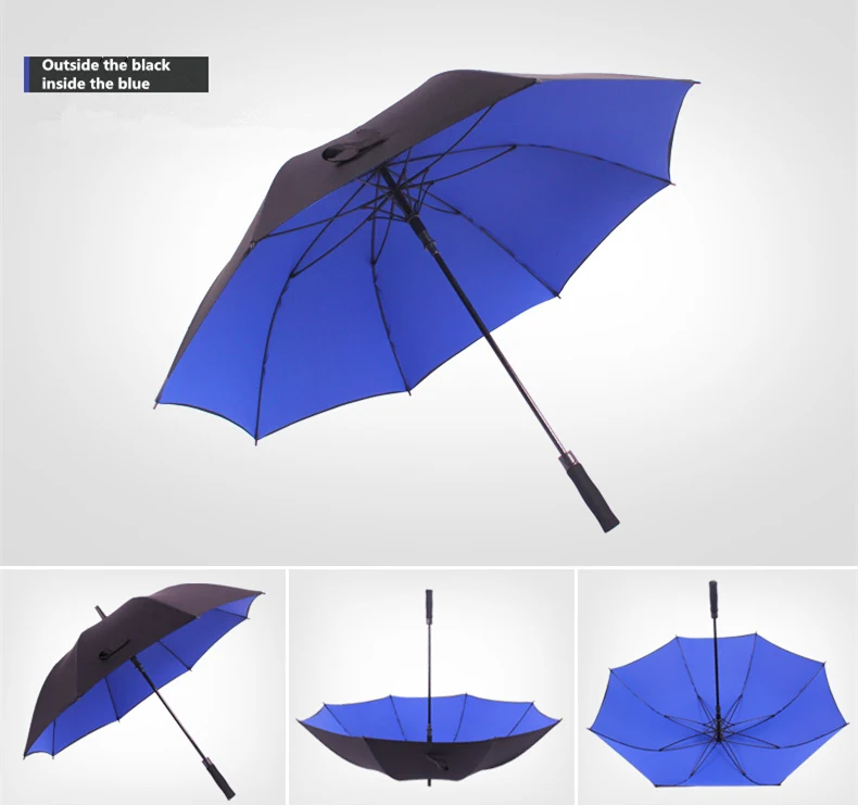 NX большой гольф двухслойный зонт полуавтоматический Защита от солнца strongs ветрозащитная ручка длинный женский зонт от дождя - Цвет: 132cm bule