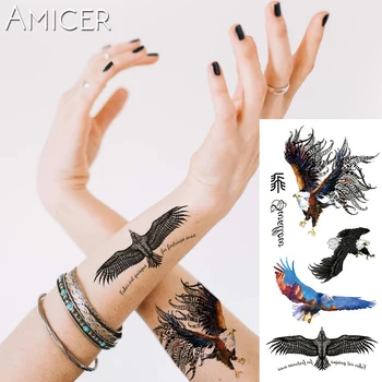 

1 piece Fantasy Color Faith Eagle Hot Large animal Temporary Tattoo Waterproof Tattoo Sticker for women men
