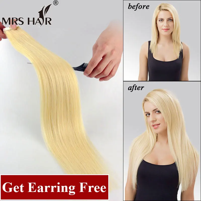 Tape Hair 20pcs Skin Weft Hair Extensions 16" 18" 20" 22" 24" Tape In Human Hair Extensions On Adhesive Brazilian Remy Hair