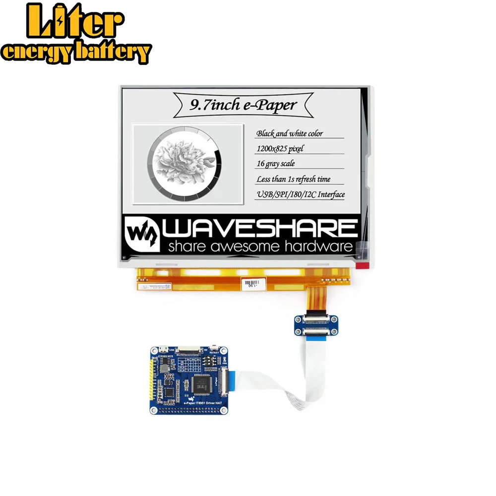 Дисплей E Ink Waveshare 1200*825 9 7 дюйма для Raspberry PiZero/Zero W/Zero WH/2B/3B/3B + USB/SPI/I80/I2C интерфейс IT8951