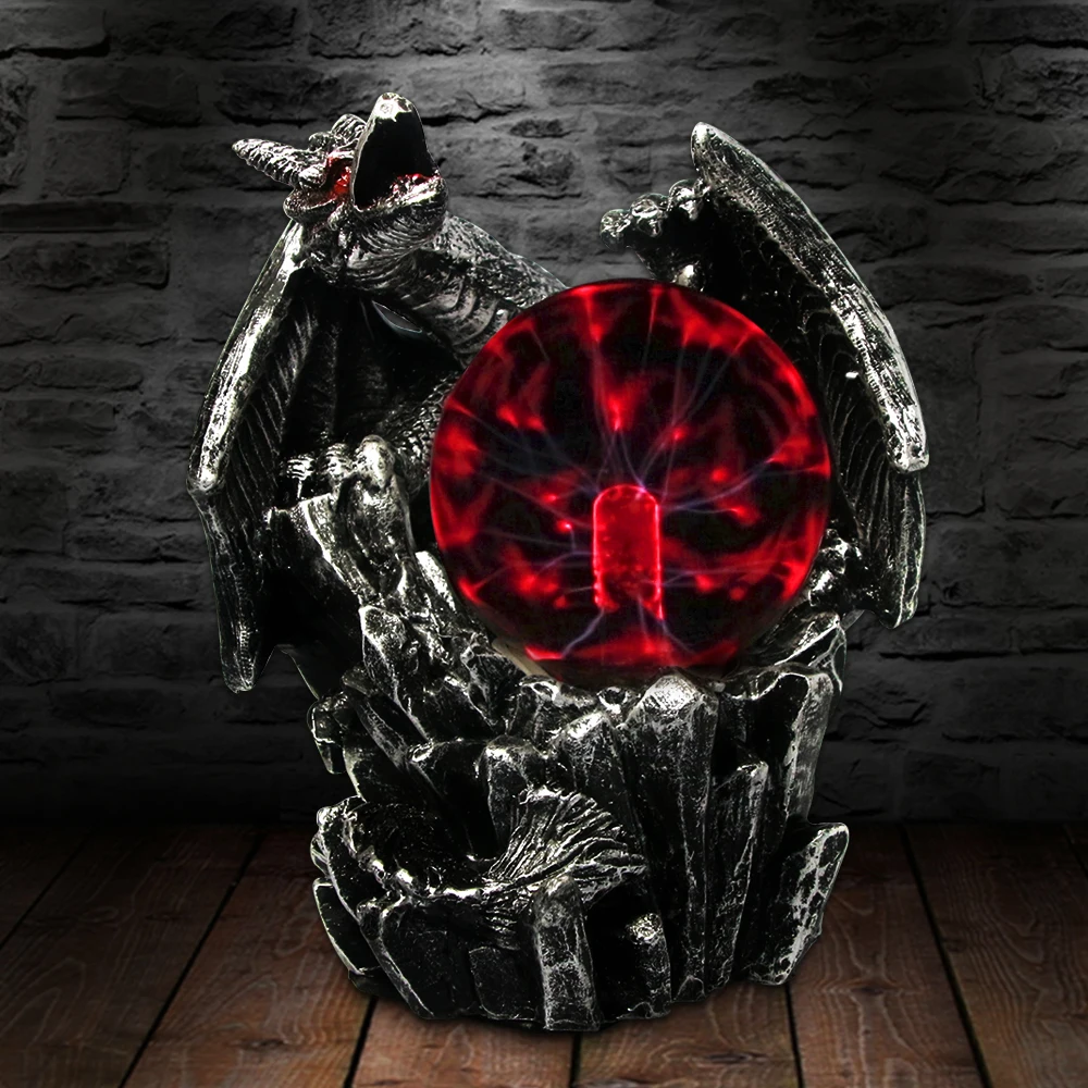 

Saurian Gazing Ball Dragon Power Electric Tesla Plasma Ball Lamp Gothic Statue Fingurine Sculpture Halloween Gift Decoration