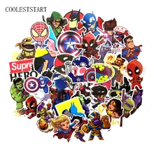 100 Pcs Super Hero Stickers for Laptop Skateboard Luggage Car Styling Motorcycle Home Decor Cool Funny