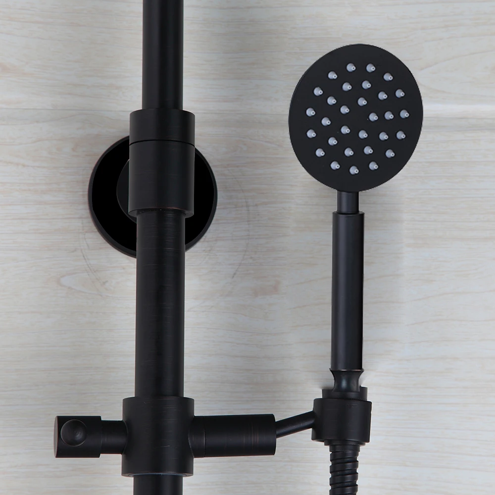 Monite 8 дюймов черная краска настенное крепление дождевая круглая головка спрей 2 функции Регулируемая ручная ванная душ кран смеситель набор