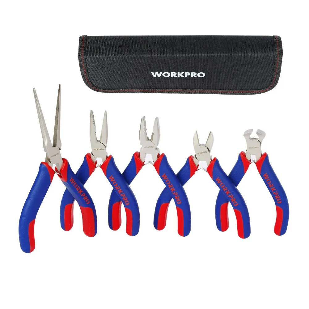 WORKPRO 5 шт. мини-плоскогубцы Ювелирные плоскогубцы диагностические плоскогубцы резак DIY Набор плоскогубцев