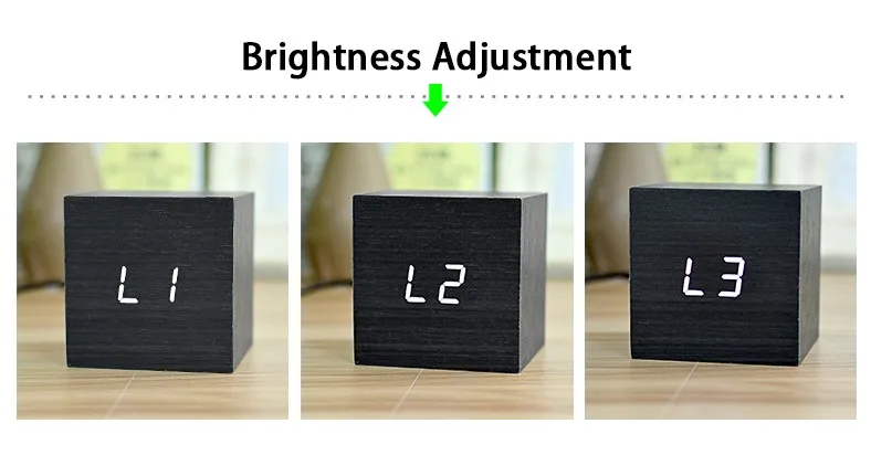 FiBiSonic деревянный светодиодный Будильник с контролем звуков температуры светодиодный электронный настольный цифровые настольные часы