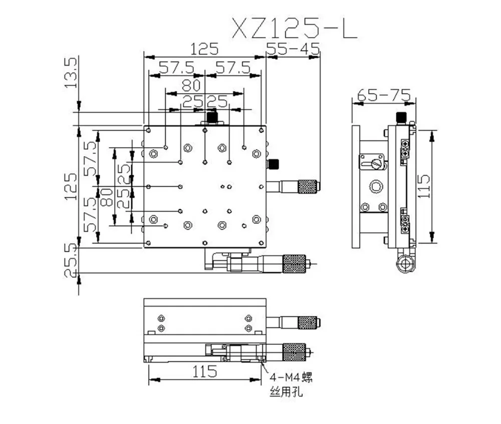 XZ оси подстроить смещение таблице 125 мм раздвижные этап линейный на платформе XZ125-L 125*125 мм