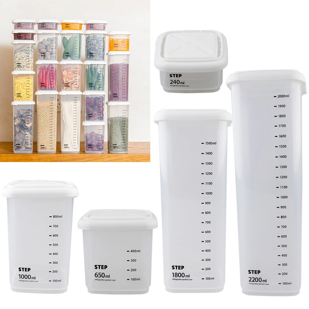 

Set of 5 Plastic Cereal Container with Lid - BPA Free - Dry Food Storage Box - for Fruit Snack Pasta or Pet Food