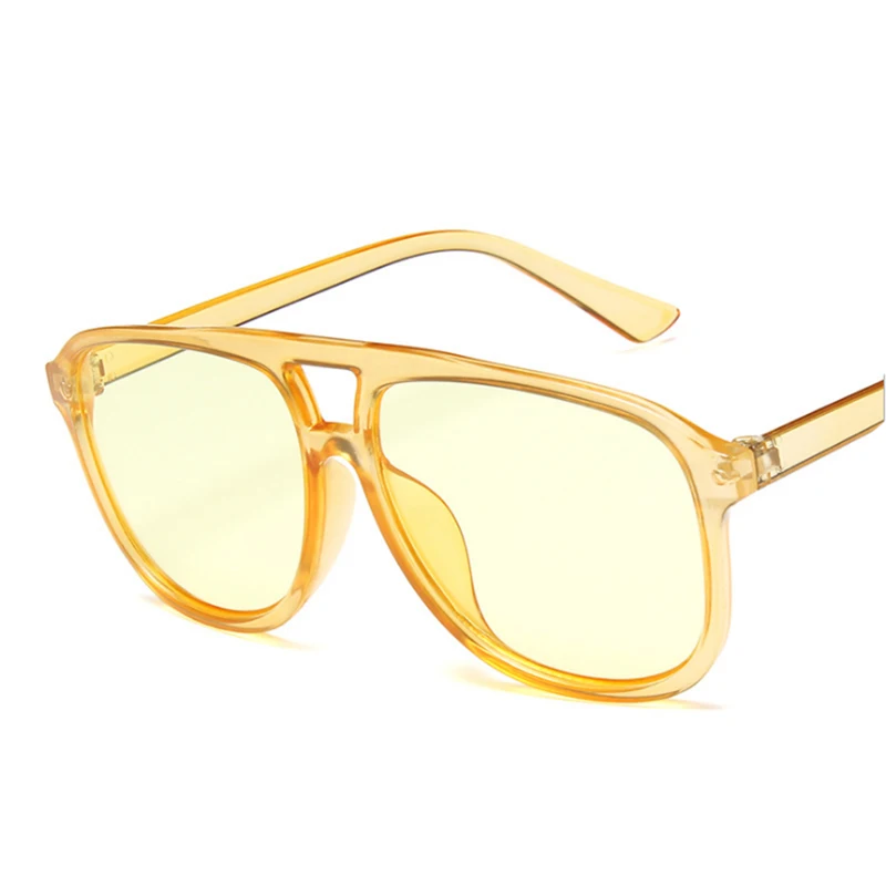 

Unisex 2019 Korean version of the double beam temperament big box sunglasses colorful jelly color retro sunglasses