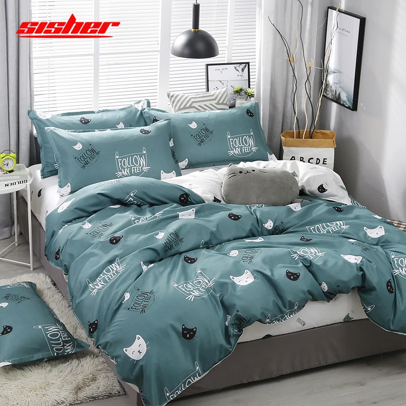 Sisher Bedclothes Kids Adult 4pcs Bedding Sets Duvet Cover Set Bed