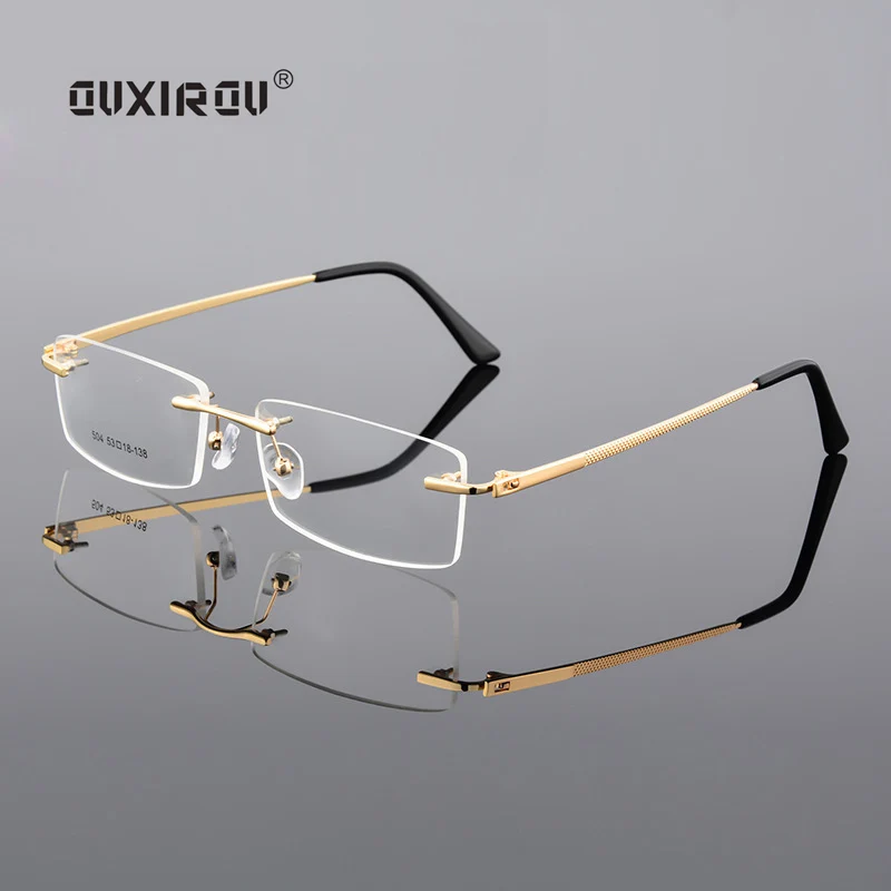 Алмазов отделан очки Для мужчин очки без оправы кадров Для женщин качество оптического анти-синий свет очки миопия очки кадр s504