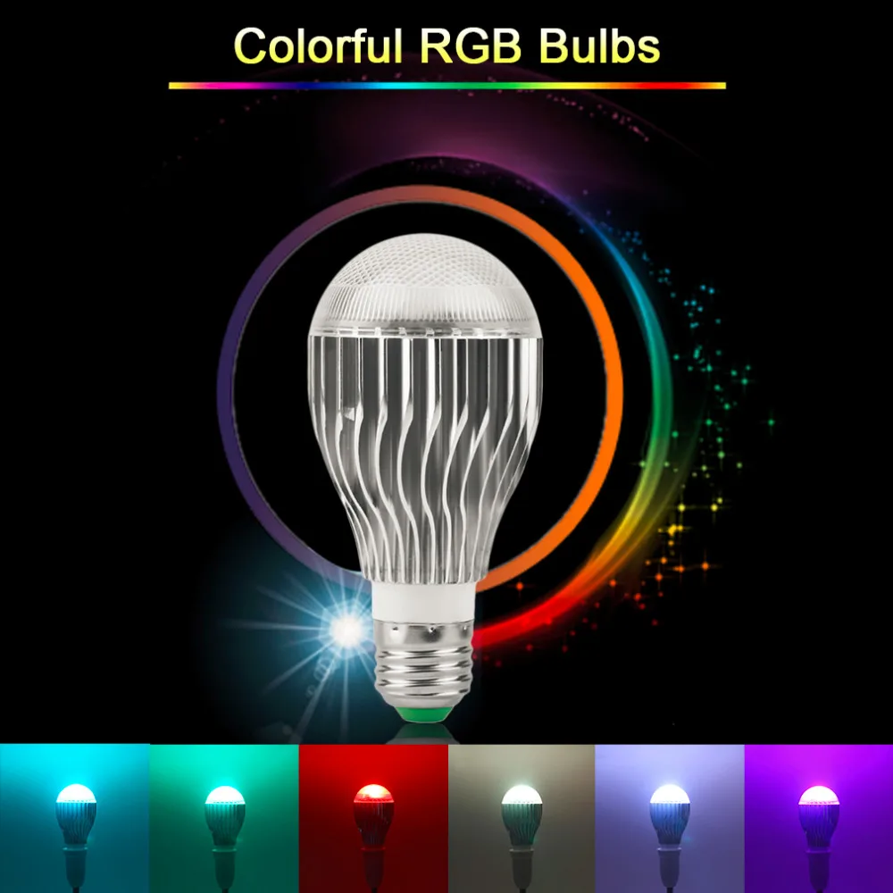 

2017 LED Lamp E27 RGB Light Bulb 85-265V 10W LED RGB Spotlight Dimmable Magic Color Bulbs with 24key IR Remote Controller